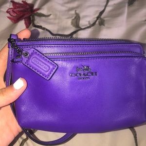 Purple soft leather Coach wristlet